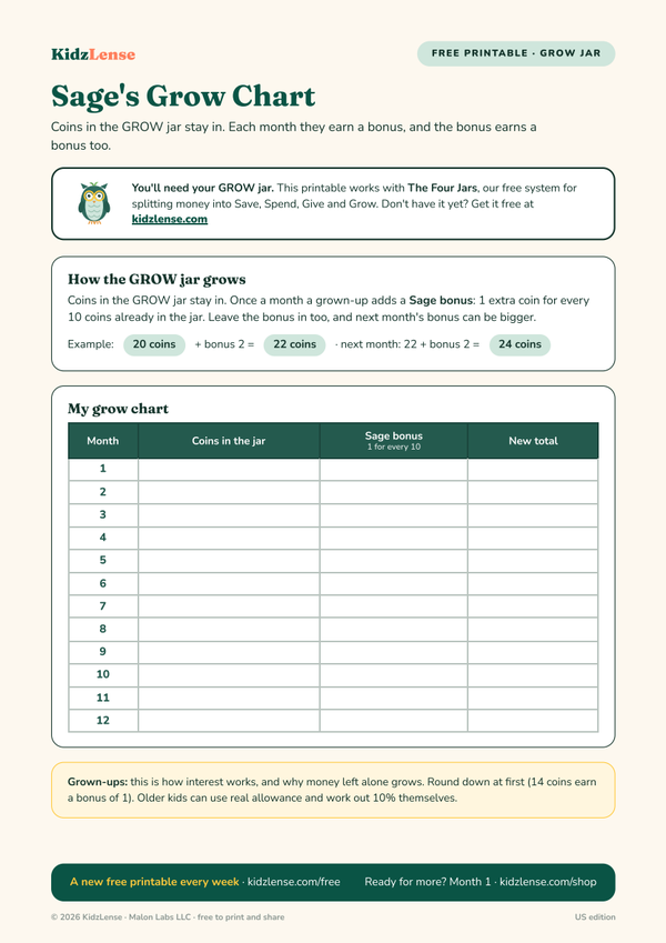 Preview of Sage's Grow Chart